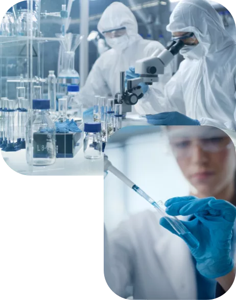 Foto de laboratorio y científicos
